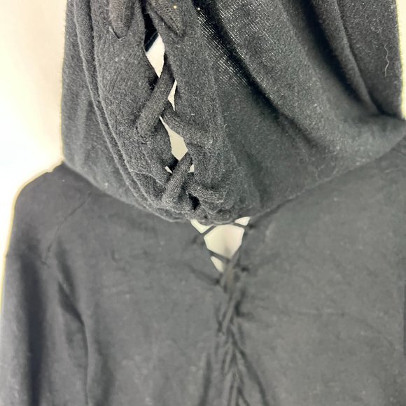 NWT Chaser Long Sleeve Lace Back Hooded Open Cardigan Black Size Medium M NEW - Picture 11 of 11